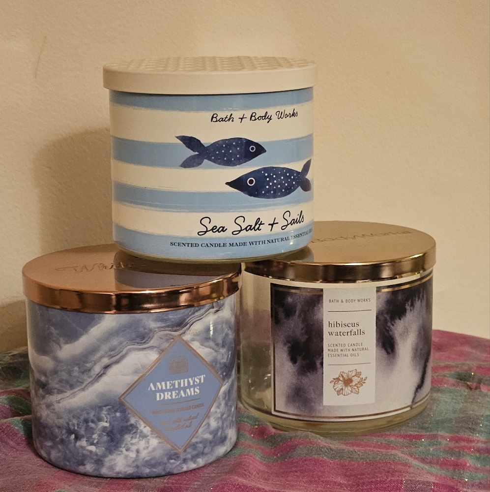 3 wick BBW EMPTY candle jars with lid